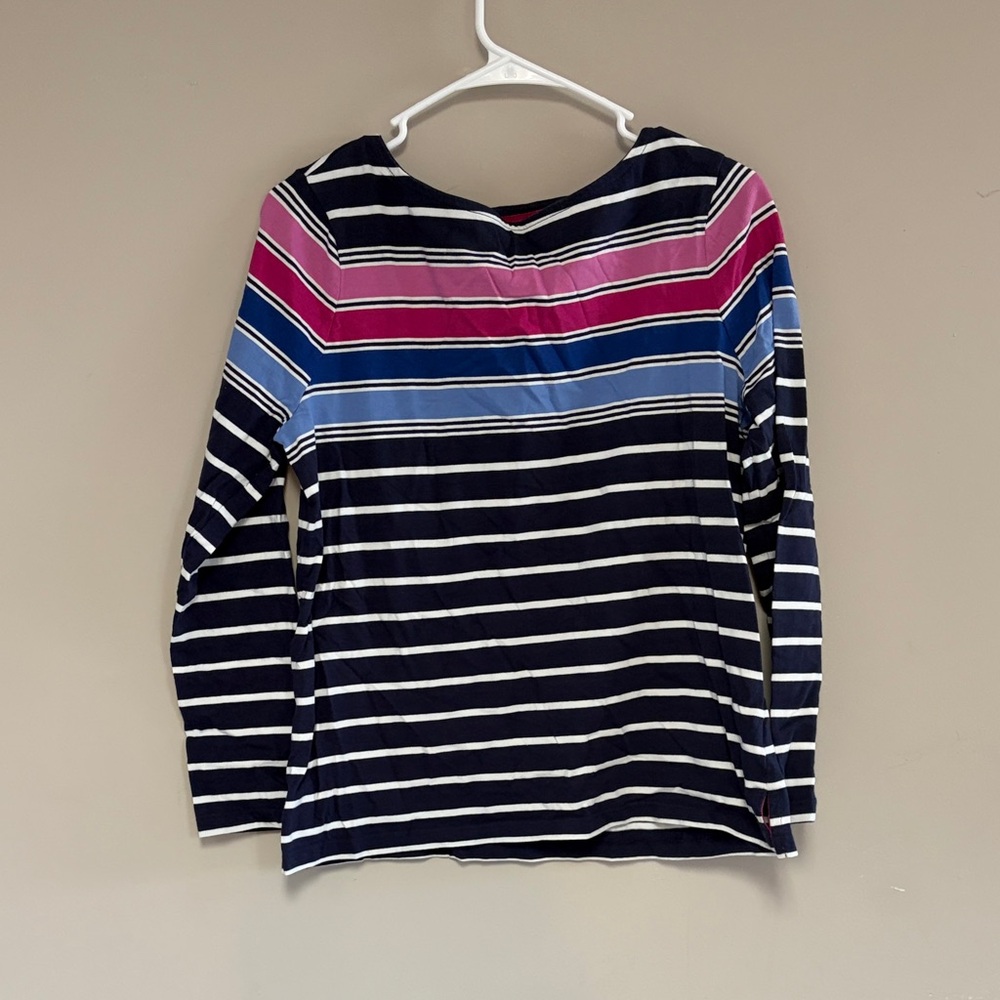 Appleseed's Pink and Navy Striped Top